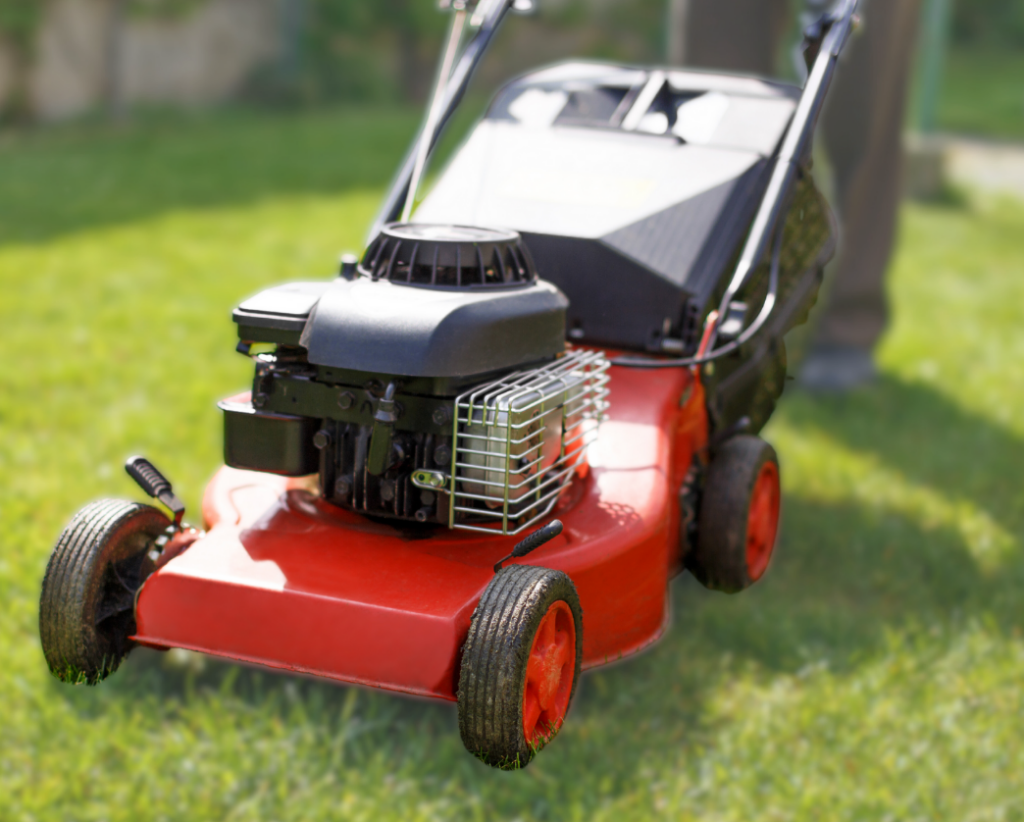 red lawn mower